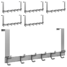妃妃嚴選 太空鋁門後掛鈎, 適用於≤4.5的室內門, 26.5cm加長掛條, 槍灰, 6個