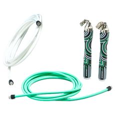 CROSSROPE GET LEAN 輕負重緊實肌肉跳繩組 專利快扣設計 人體工學防滑握把, S, 白色 + 綠色, 1組
