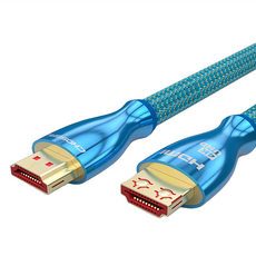 CHOseal 秋葉原 HDMI2.0專利 4K高畫質3D影音編織傳輸線 PVC材質外包覆棉紗編織網 適用多種HDMI設備, 2m, 藍色, 1條