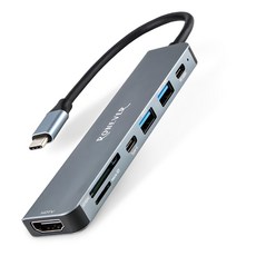 RONEVER 七合一多功能集線器 PC051 121 x 28 x 10mm 44g, 銀灰色, 1個