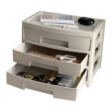 GINII 基尼 桌上型抽屜收納櫃 29x21x21.5cm, 象牙白, 3層