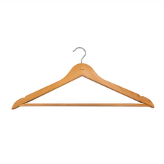 HOLA 和樂家居 肩帶型附吊褲桿荷木衣架3件組 44.5 x 1.2 x 23cm, 淺木色, 1組