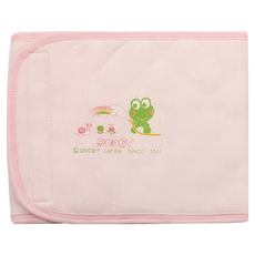 DOOBY 大眼蛙 印花鋪棉小肚圍 100%純棉 20x61cm 適用於1~3歲嬰幼童, 藍色/粉色 顏色隨機
