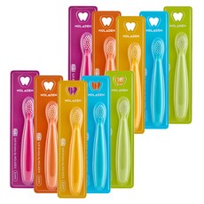 MOLADEN Easy grip 雙層細毛兒童牙刷, 顏色隨機, 10支, 1組