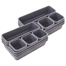 抽屜收納盒 8入組 PP材質 白色/淺灰色, 深灰, 2組