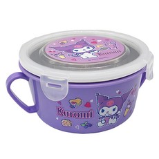 Sanrio 三麗鷗 酷洛米不鏽鋼雙耳碗 450ml 兒童學習碗, 紫色, 1個