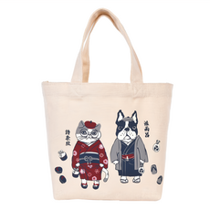 kUSUgURU JAPAN 日本眼鏡貓 JAPAN X KUSUGURU日本限定觀光主題系列 帆布手拿午餐袋