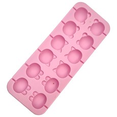 KAI 貝印 House 動物棒棒糖矽膠模附紙棒 31.2 x 10.6 x 2.3cm, 粉色, 1個