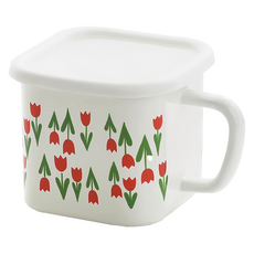 ADERIA 昭和復古 琺瑯方形鍋, 12cm, 鬱金香, 1個