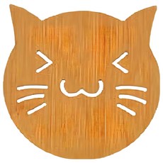 小麥購物 木質隔熱墊 Y079 大(14 x 14cm) 38g, 小貓, 10個