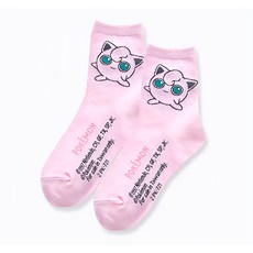 oneder 旺達 寶可夢童襪-胖丁 兒童襪 可愛卡通襪 正版授權, 粉色, 19-21cm