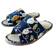 TAIWAN SLIPPER 台灣犀利趴 台灣製造 小日常 MIT 家居拖鞋 熱線兔兔, 藍色, L