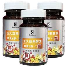 BioBank 大金宏醫 百大蔬果酵素 素食B群 + 鐵, 500mg, 30顆, 3罐