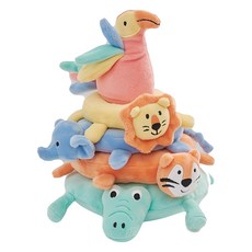 JoJo maman bebe 動物套圈圈 彩虹動物疊疊樂 Safari動物毛絨玩具, 彩虹動物疊疊樂 多色, 1盒