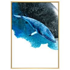 菠蘿選畫所 水彩世界鯨魚掛畫 (59.4 x 42cm 畫框) - 北歐風掛飾、室內裝飾, 木色