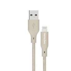 TOTOLINK 強韌快充傳輸編織 USB-A - Lightning T100-AL, 1M 柔霧奶, 1條