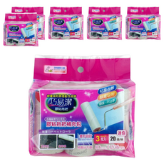 巧易潔 滾筒式膠粘拖把補充包 靜電吸附 3卷入 20週/柄, 80 x 38mm, 6包