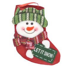 拿英文牌 聖誕襪 雪人, 18*13CM 聖誕裝飾, 1個