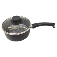 PIARDI HOME LIVEINDUCTION 系列 單柄湯鍋含蓋 18cm 厚度2.5mm (適合電磁爐), 外鍋黑色內鍋大理石色, 1個