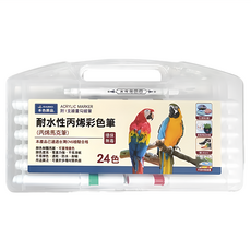 DAIHO 耐水性丙烯彩色筆 24色 附勾線筆 - 多材質適用、色彩鮮豔, 1盒
