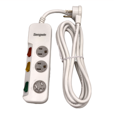 Songwin 尚之宇 太順電業 3孔4切3座防塵蓋延長線, 2.7m, 白色, 1個