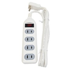 WeiTien 威電 過載斷電1開4座電源線組 2孔 15A CK2142 6尺(170 x 45 x 32mm), 1.8m, 白色 + 灰色, 1條