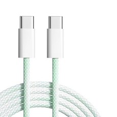理享家 彩色編織快充傳輸線 Type-C to Type-C PD 60W, 1米, 綠色, 2條, 1組