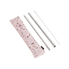 Hiromimi LINE FRIENDS 不鏽鋼吸管包組, Cony款, 粉色, 4件, 1組