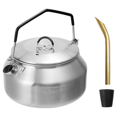 FUJI-GRACE 富士雅麗 304不鏽鋼露營煮水壺 1L 附加長壺嘴 + 軟矽膠, 不鏽鋼原色, 1組