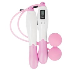 AFAMIC艾法 智能有氧電子技術兩用多模式可調整跳繩, EVA球繩, PVC鋼絲繩, ABS防滑手柄, 手柄3.5 x 18.5cm 繩體5mm x 30m, 粉色, 1個