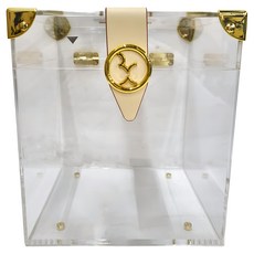 bencross 本心本來 正方形桌面收納盒 透明米色 19*19*21cm, 1個