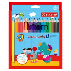 STABILO 思筆樂 Jumbo 特大油性色鉛筆18色 + 削筆器 ST1875J, 18, 1組