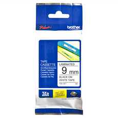 兄弟牌 護貝帶 9mm 黑底白字 TZe-221 8m