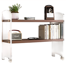 上手家居 壓克力香水架 雙層40cm 胡桃色 桌上置物架, 1個