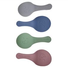 Alphaline 矽膠微笑眨眼筷湯匙架 4件套, 100%鉑金矽膠材質, 混合顏色, 1組