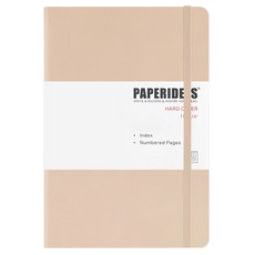 PAPERIDEAS A5 硬皮 空白筆記本，含目錄頁及頁碼, 奶咖色, 1本