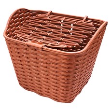 DIBOTE 迪伯特 復古造型仿藤編菜籃車籃 彈性上蓋, 1個, 咖啡色