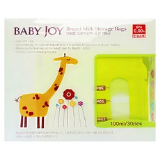BABY JOY 站立式抗菌母乳儲存袋 100ml 30入, 三層印刷設計, 雙壓條夾鏈式封口, 可直立冷凍保存, 1盒