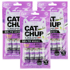 CAT CHUP 貓咪肉泥 無穀物, 鮪魚+干貝, 56g, 3袋