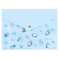 Sun-Star 貓福珊迪mofusand 可愛裝扮A5可扣收納袋 方便收納小物, 藍色, 1個