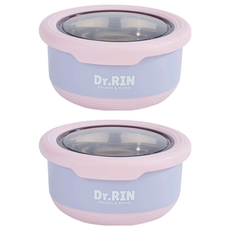 Dr.RIN 不鏽鋼雙層隔熱碗, 容器 + 蓋子, 2個