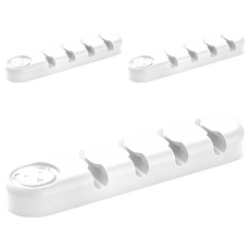 Timo 小熊造型 4孔收納桌面整線器 白色 3個