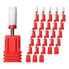 美甲陶瓷打磨頭 Set 3/32" Large Barrel(F), 細磨紋圓柱平頭, 30個