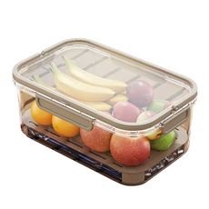 Mass 大容量保鮮盒 帶提手便攜冰箱野餐盒 25 x 16.5 x 11.5cm 焦糖咖, 1個, 1入