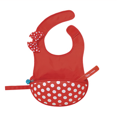 b.box 迪士尼旅行圍兜袋附紅色湯匙 99% 聚酯纖維+1% 聚氨酯纖維 4個月以上適用 澳洲設計, 米妮, 1組