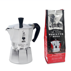 BIALeTTI 拜雷提 經典3杯摩卡壺 + 哥倫比亞7號咖啡粉 精裝組, 1組, 銀色
