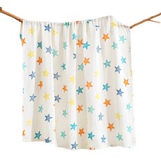 新生兒雙層包巾, 110x120cm±3cm, 100%棉, 七彩星星