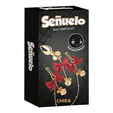 CHISA NOVELTIES 性感誘惑 肛塞 + 乳夾 SM套件 紅色 + 金色 70g, 1組