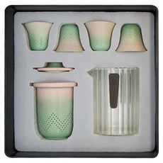 粗陶炫彩旅行茶具套組, 漸層粉色, 1組, CAKN0154PK