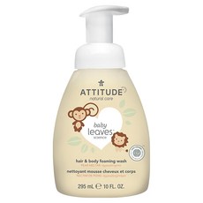 ATTITUDE 艾特優 嬰幼兒2合1泡沫洗髮沐浴露 梨花蜜香味 295ml, 1瓶